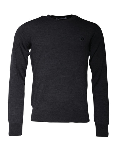 Suéter de cuello redondo con logotipo DG en gris oscuro de Dolce &amp; Gabbana