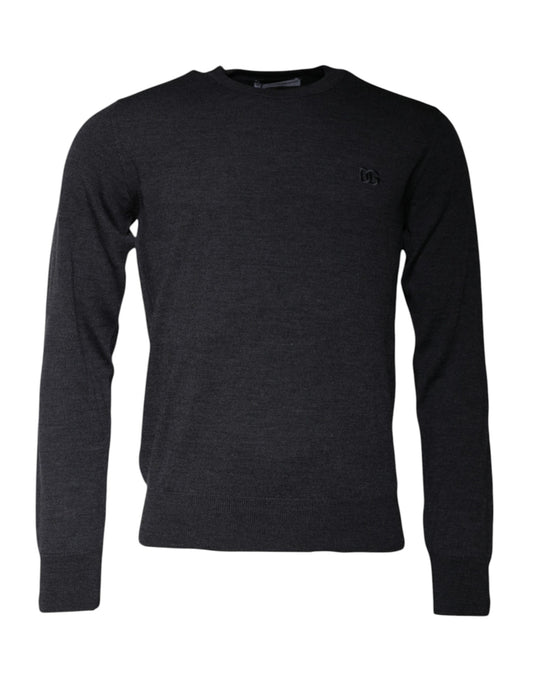 Suéter de cuello redondo con logotipo DG en gris oscuro de Dolce &amp; Gabbana