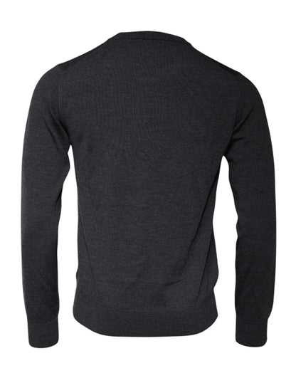 Suéter de cuello redondo con logotipo DG en gris oscuro de Dolce &amp; Gabbana