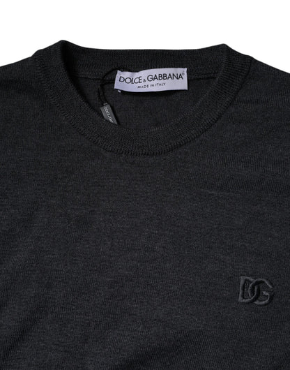 Suéter de cuello redondo con logotipo DG en gris oscuro de Dolce &amp; Gabbana