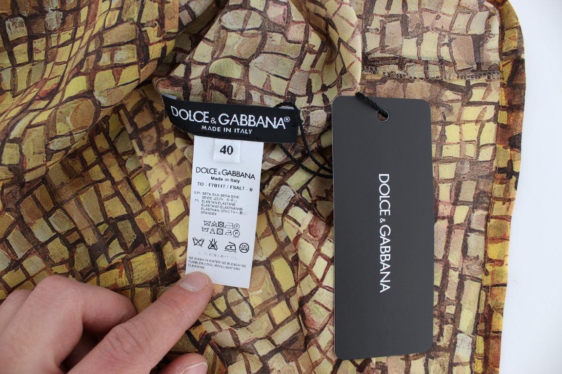 Blouse en soie à imprimé mosaïque sicilienne Dolce &amp; gabbana