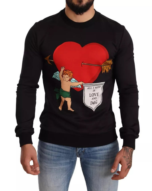 Sudadera con capucha y estampado de Cupido en color negro de Dolce &amp; Gabbana