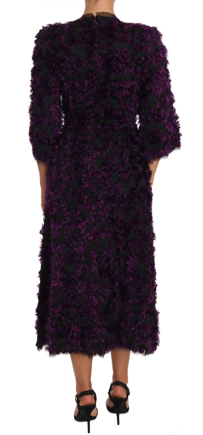 Dolce &amp; Gabbana - Robe fourreau à franges - Violet et noir