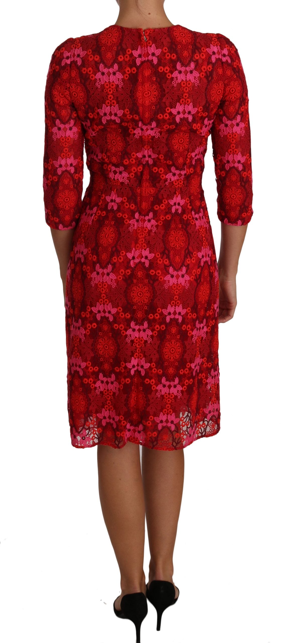 Dolce &amp; Gabbana - Robe mi-longue en crochet à fleurs