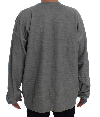 Dolce &amp; Gabbana Elegante jersey de seda gris con cuello redondo
