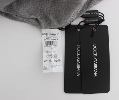 Dolce &amp; Gabbana Elegante jersey de seda gris con cuello redondo