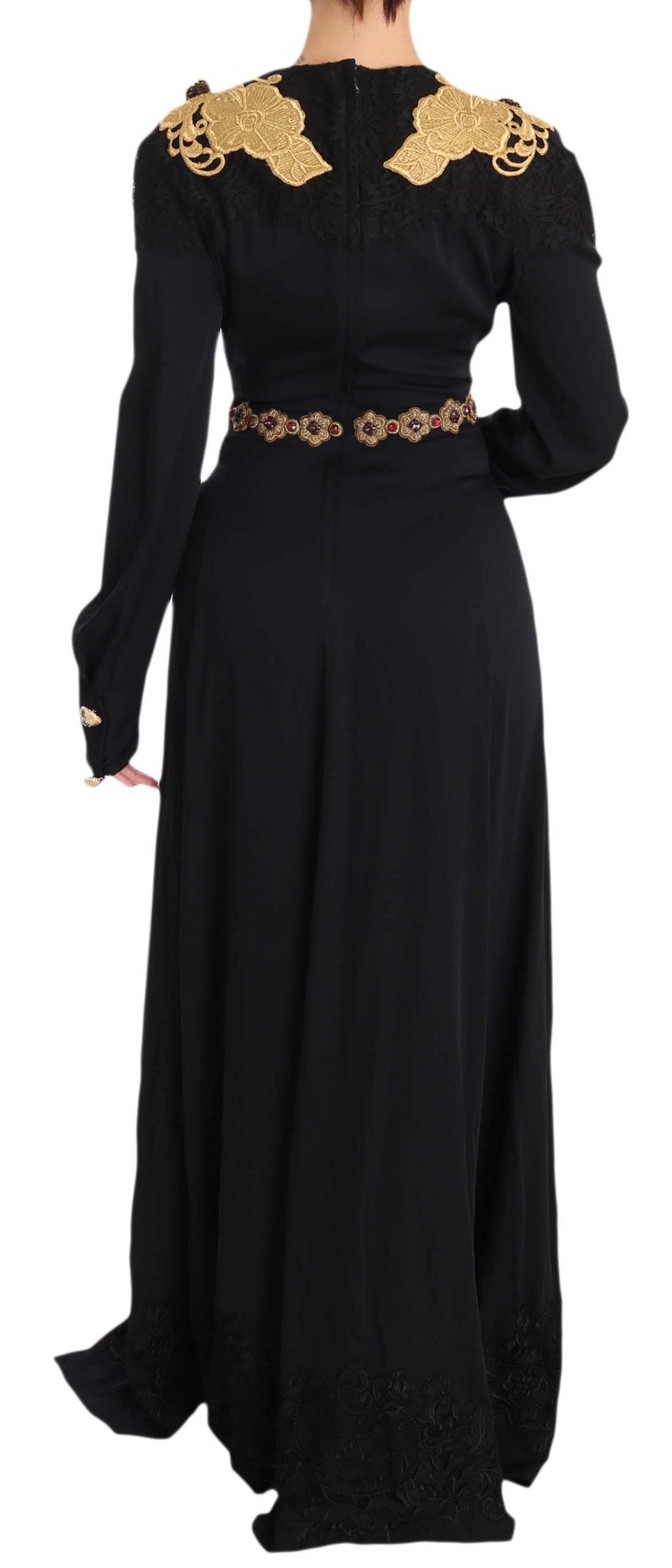 Robe longue noire Dolce &amp; Gabbana avec détails dorés