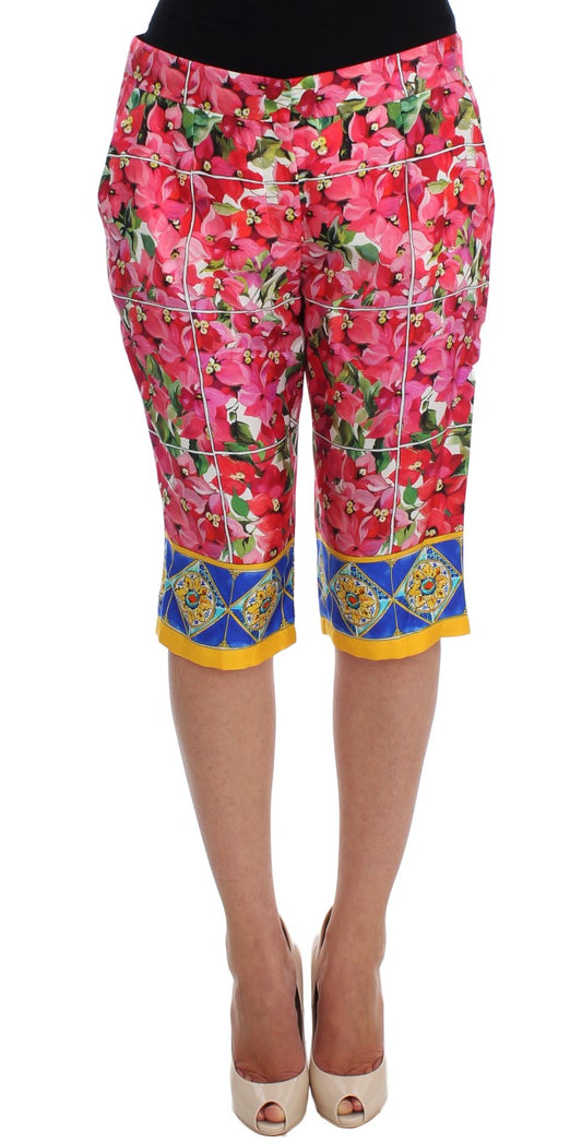 Dolce &amp; gabbana pantalon capri en soie à fleurs multicolore