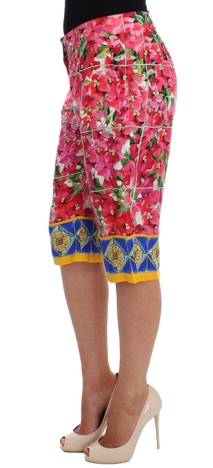 Dolce &amp; gabbana pantalon capri en soie à fleurs multicolore