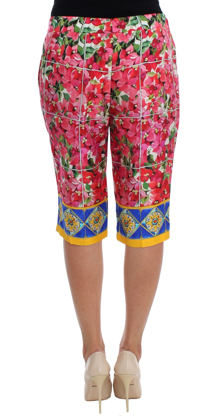 Dolce &amp; gabbana pantalon capri en soie à fleurs multicolore