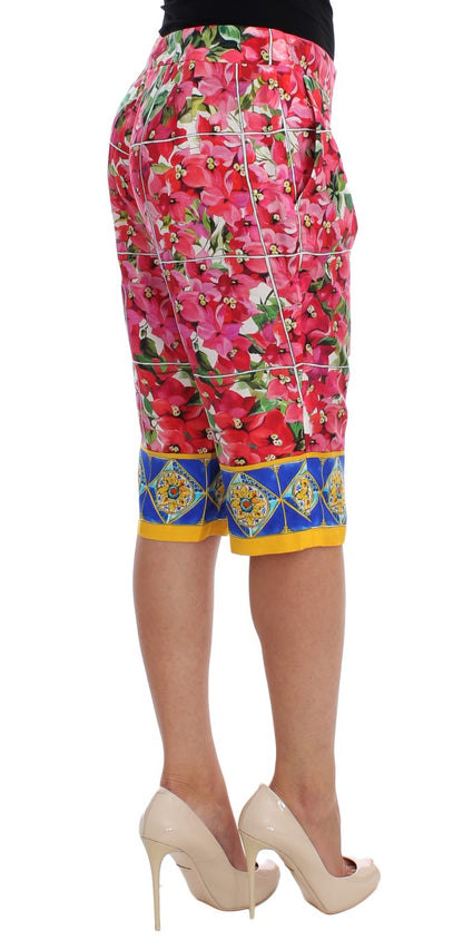 Dolce &amp; gabbana pantalon capri en soie à fleurs multicolore