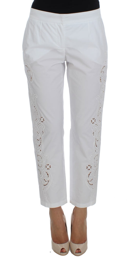 Dolce &amp; gabbana pantalon de costume blanc à découpes florales