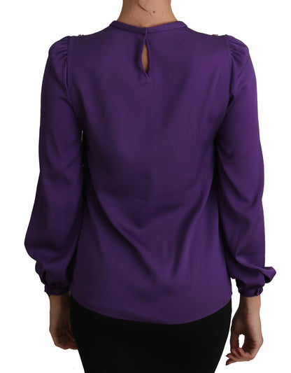 Blouse en cristal de soie violet enchanté Dolce &amp; gabbana