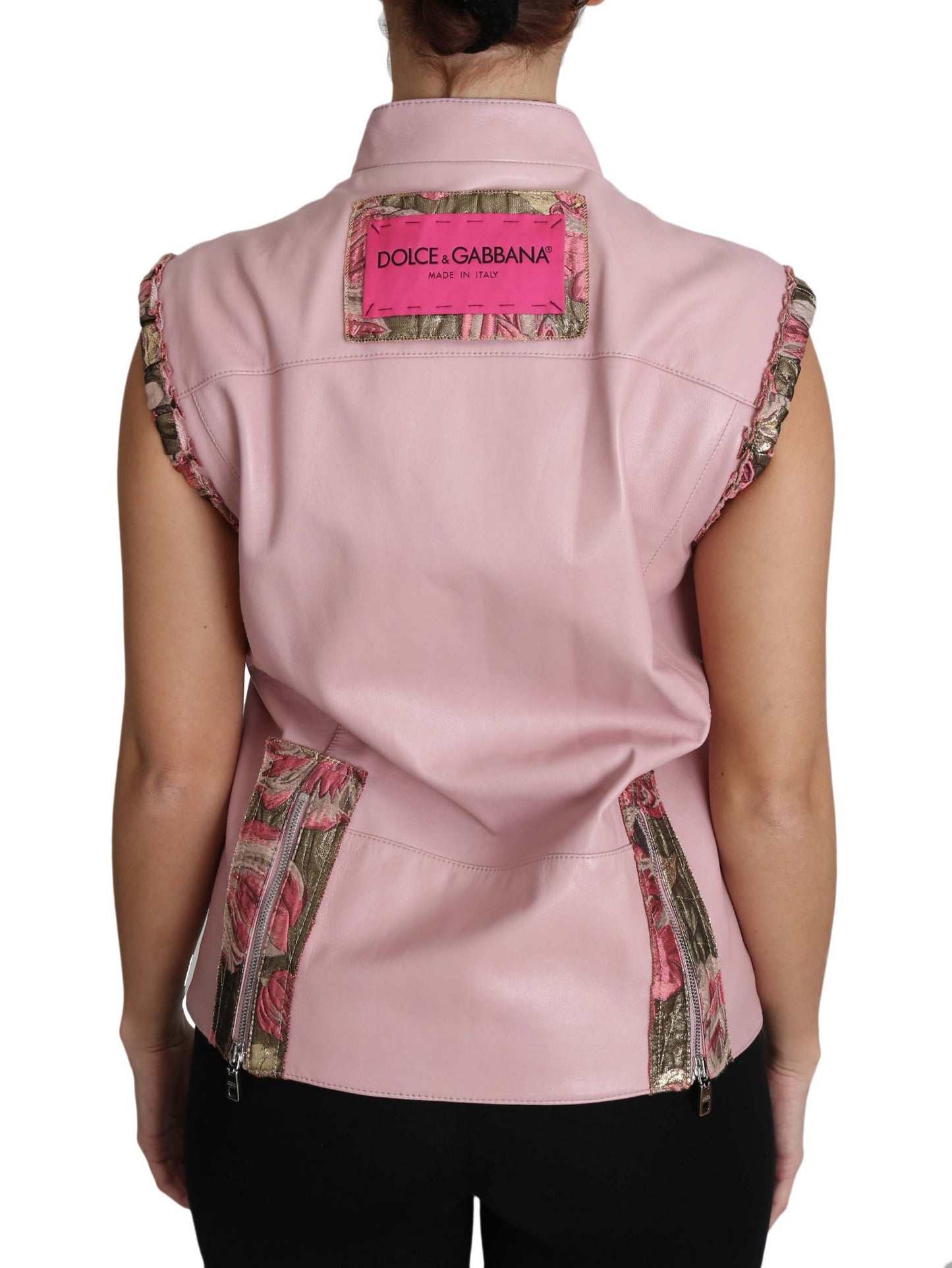 Dolce & Gabbana Stunning Pink Sleeveless Leather Vest