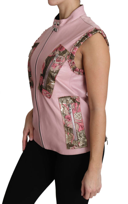 Dolce &amp; Gabbana superbe gilet en cuir sans manches rose