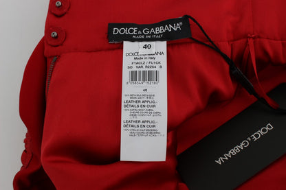 Dolce &amp; Gabbana short glamour en soie rouge brodé de fleurs