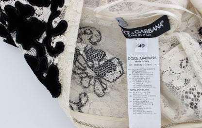 Dolce &amp; Gabbana - Robe longue à mancherons en dentelle fleurie