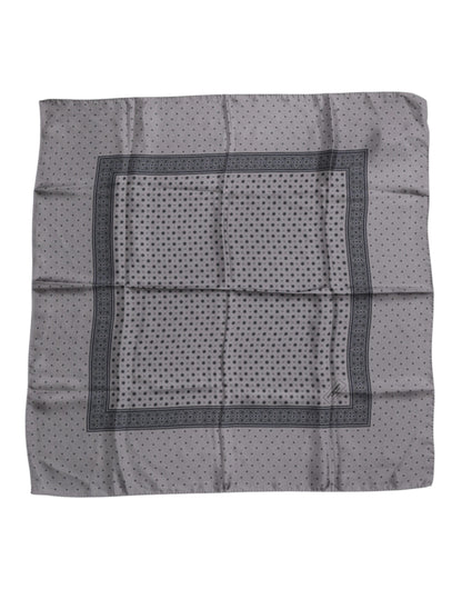 Dolce & Gabbana Gray Polka Dot Silk Square Men Foulard Scarf