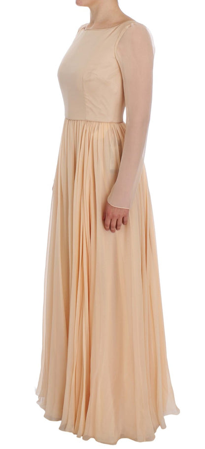 Robe fourreau longue en soie beige Dolce &amp; gabbana