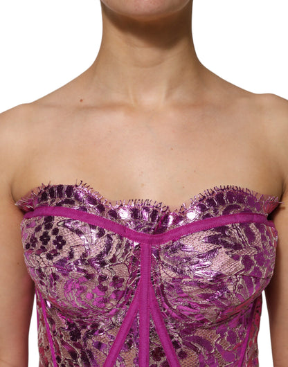 Dolce & Gabbana Pink Bustier Sleeveless Corset Blouse Top
