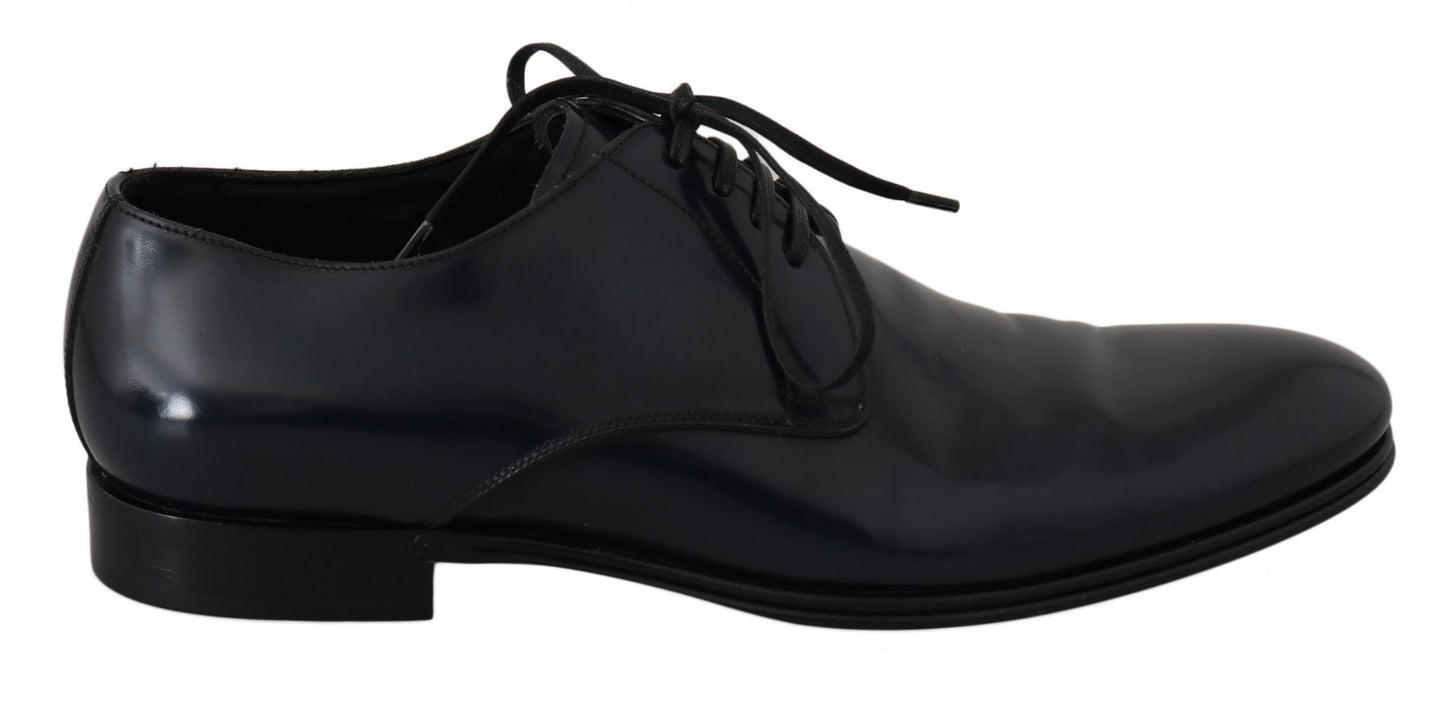 Dolce & Gabbana Elegant Dark Blue Leather Derby Dress Shoes