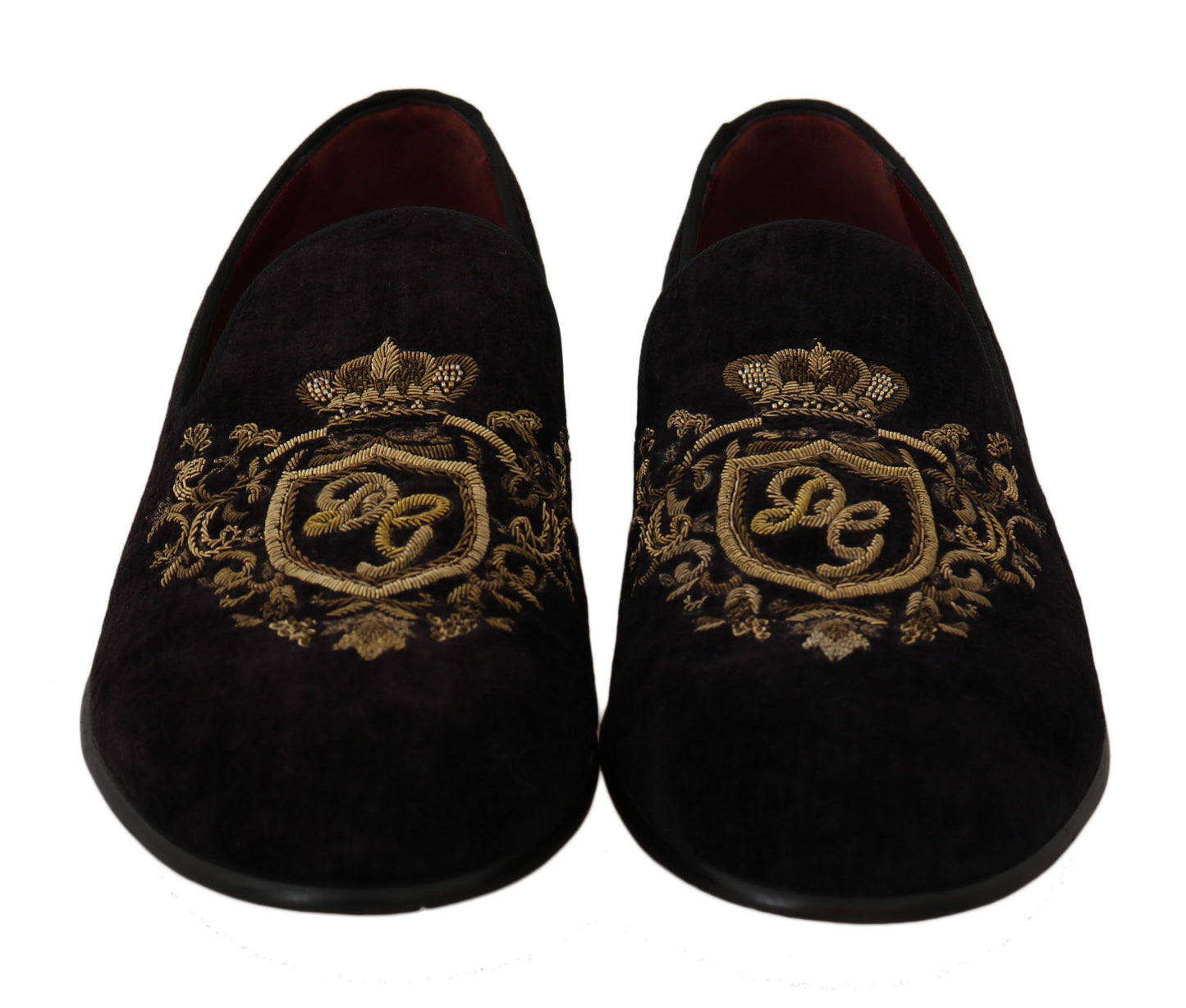 Mocassins noirs Dolce &amp; gabbana avec broderie couronne dorée