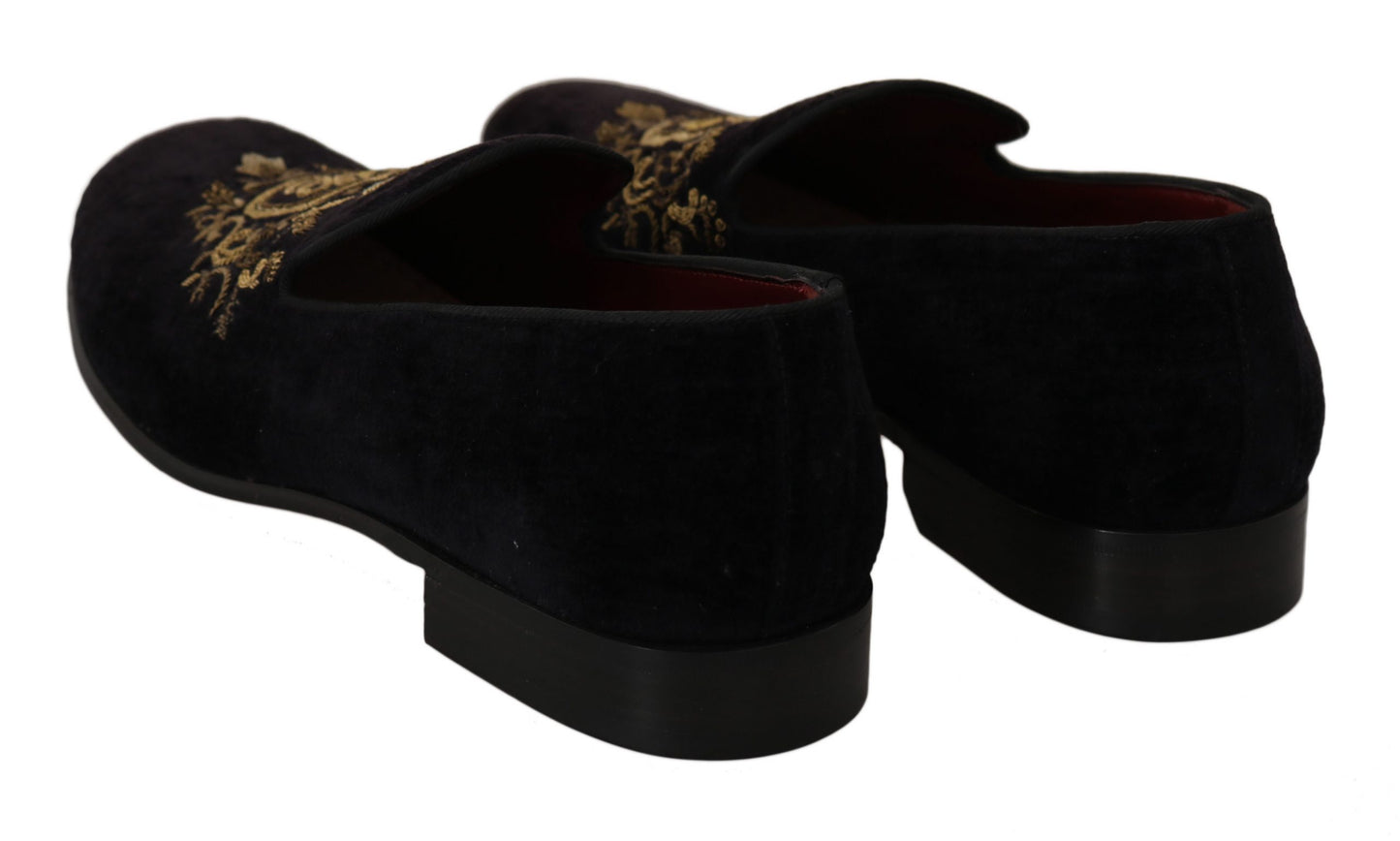 Mocassins noirs Dolce &amp; gabbana avec broderie couronne dorée