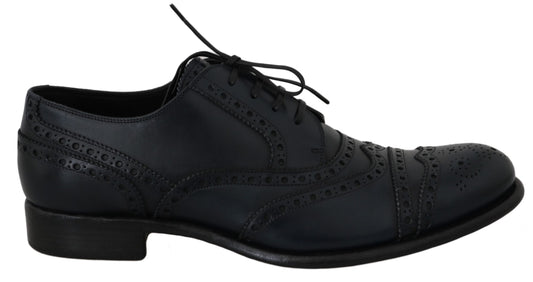 Chaussures derby à bout golf en cuir bleu Dolce &amp; gabbana