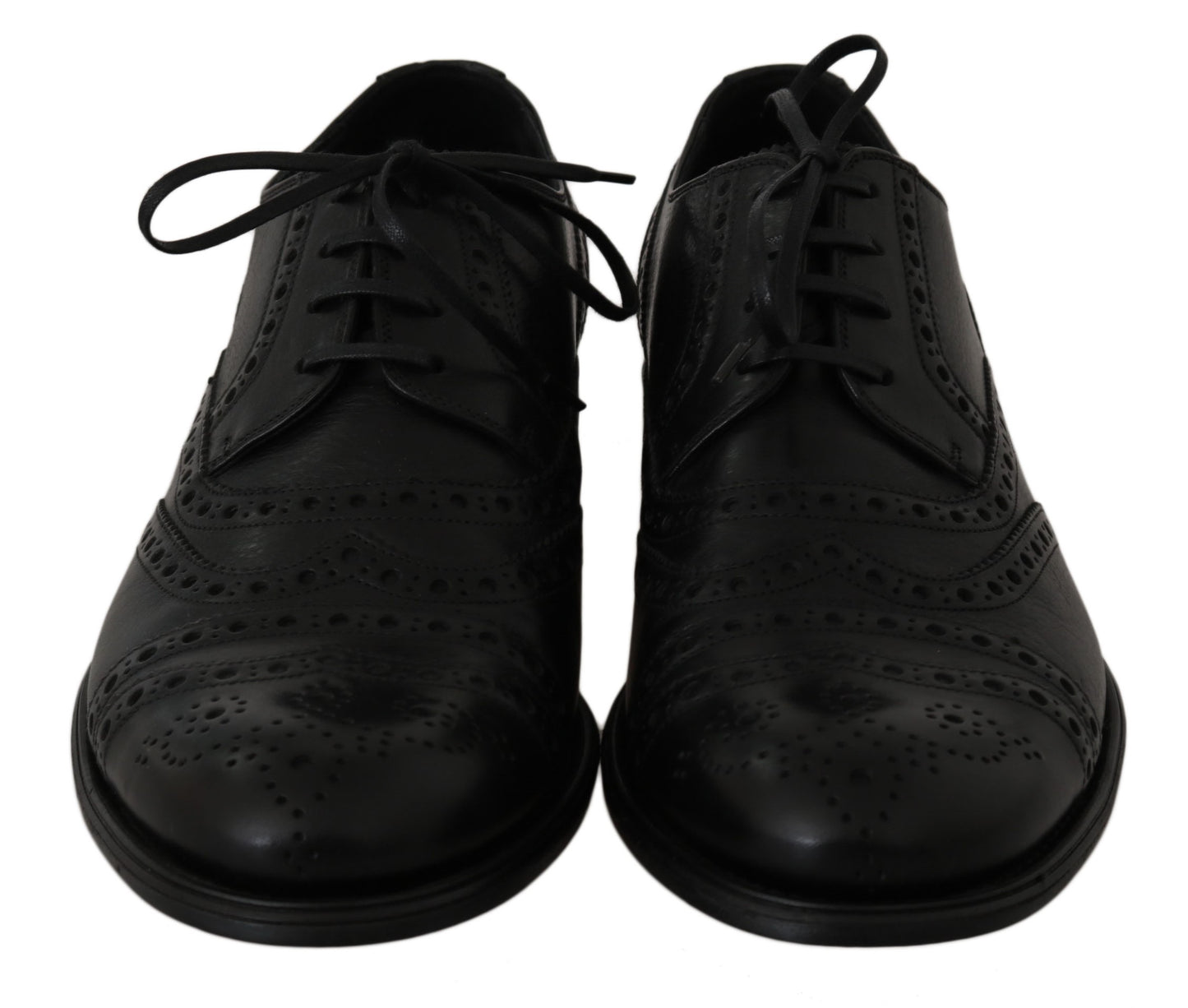 Dolce &amp; gabbana chaussures habillées derby en cuir noir à bout d'aile