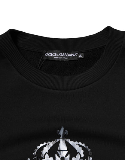 Dolce & Gabbana Black Cotton DG Logo Crew Sweatshirt Sweater
