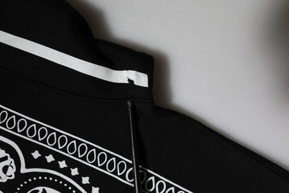 Dolce & Gabbana Black Bandana Hooded Men Sweatshirt Sweater