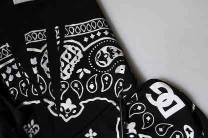 Dolce & Gabbana Black Bandana Hooded Men Sweatshirt Sweater