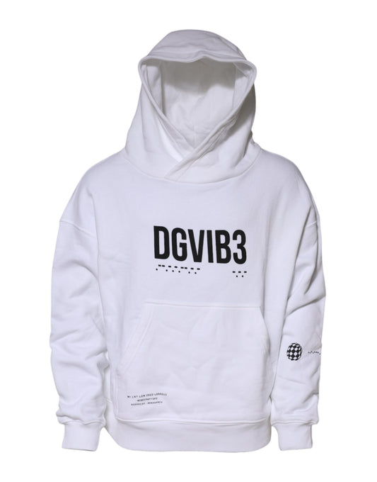 Dolce & Gabbana White DG Vib3 Hooded Men Sweatshirt Sweater