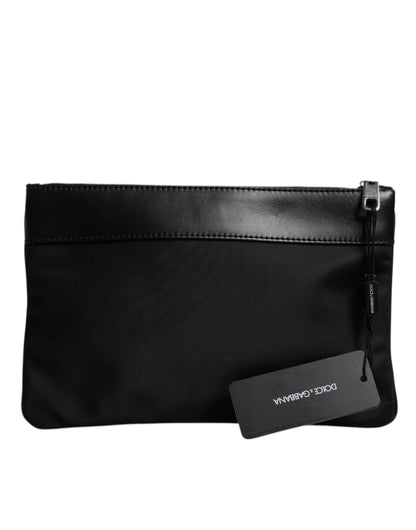 Dolce & Gabbana Multicolor Leopard Print Jacquard Logo Plaque Pouch Bag