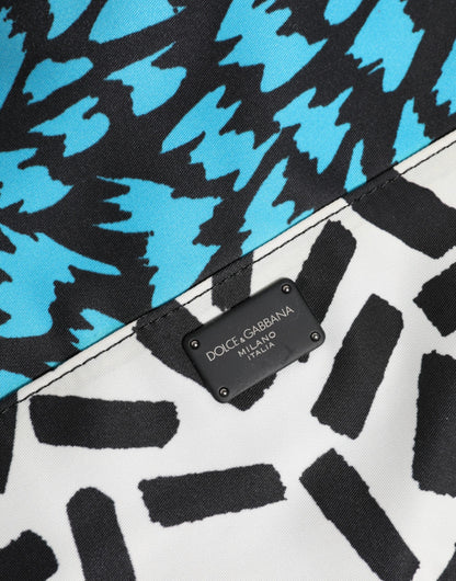 Dolce & Gabbana Multicolor Printed Nylon Logo Plaque Men Clutch Pouch Bag