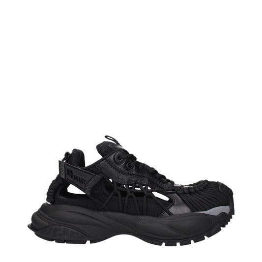 Versace Black Leather Athletic Sneakers