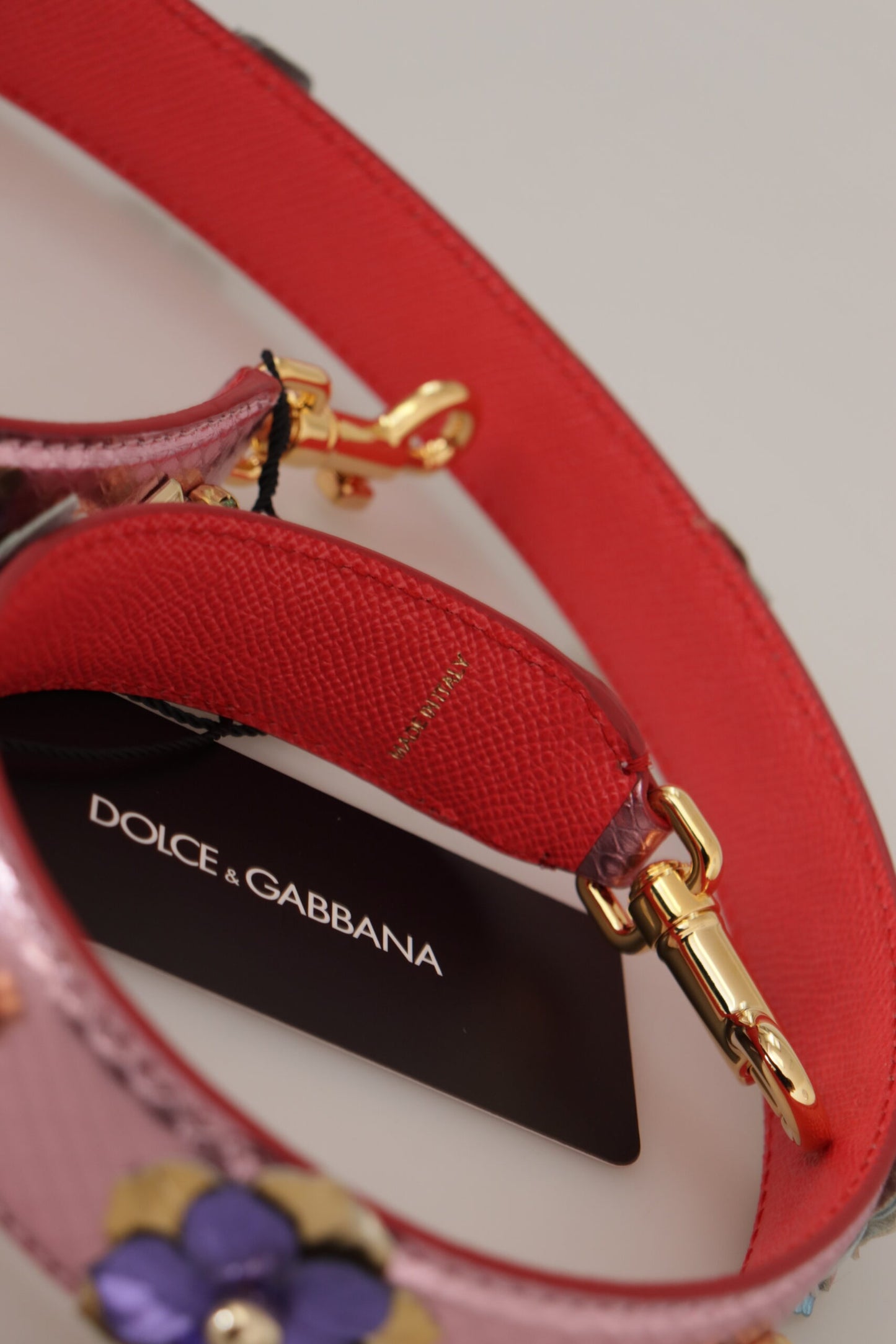 Dolce &amp; Gabbana bandoulière en cuir rose métallisé