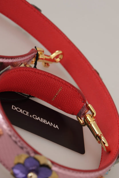 Dolce &amp; Gabbana bandoulière en cuir rose métallisé