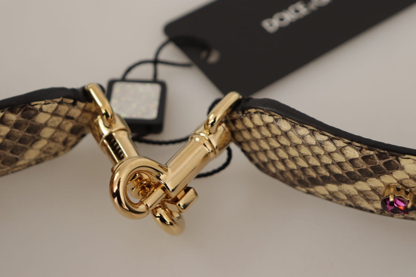 Dolce & gabbana beige python leather shoulder strap
