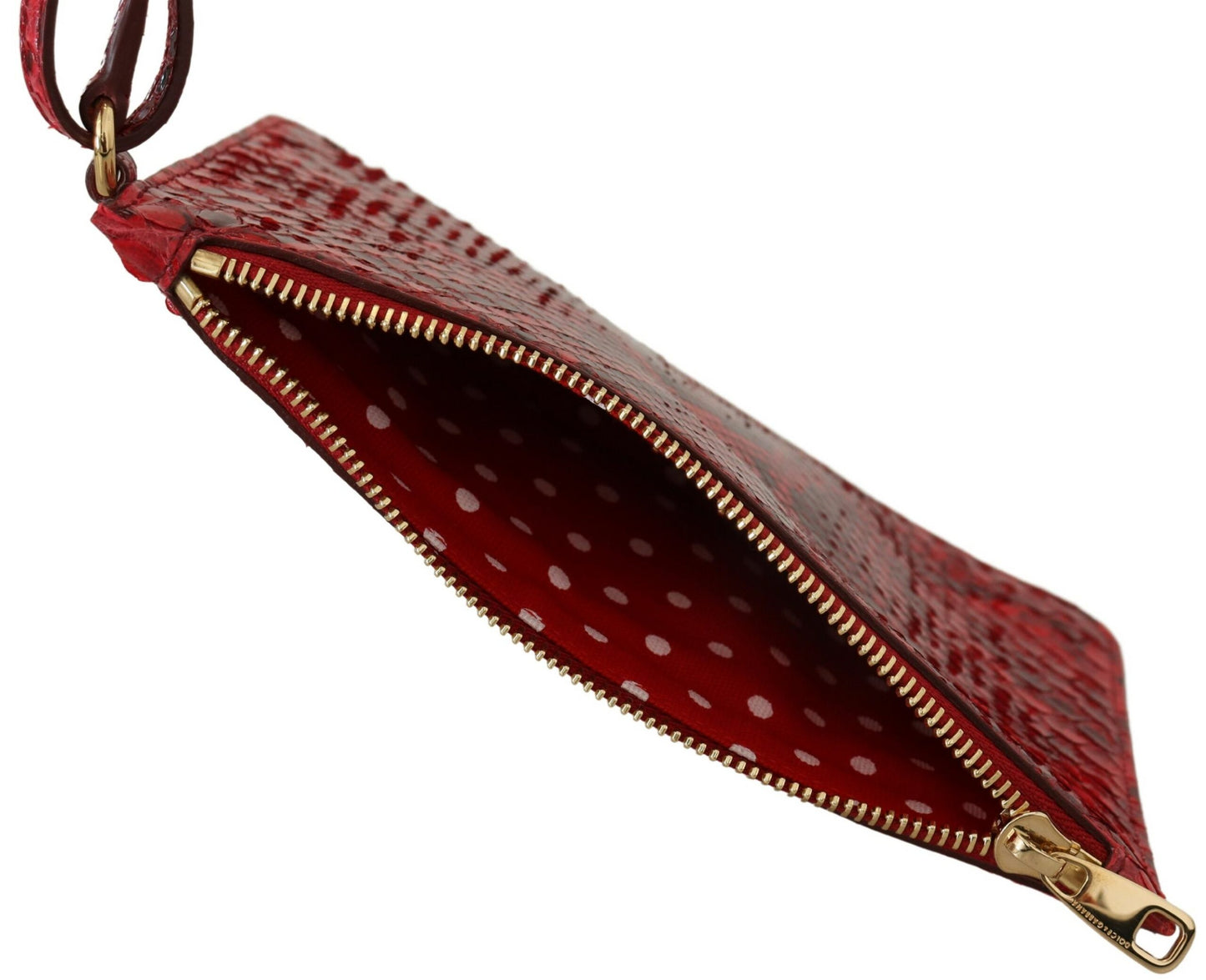 Dolce & gabbana red leather ayers snake clutch