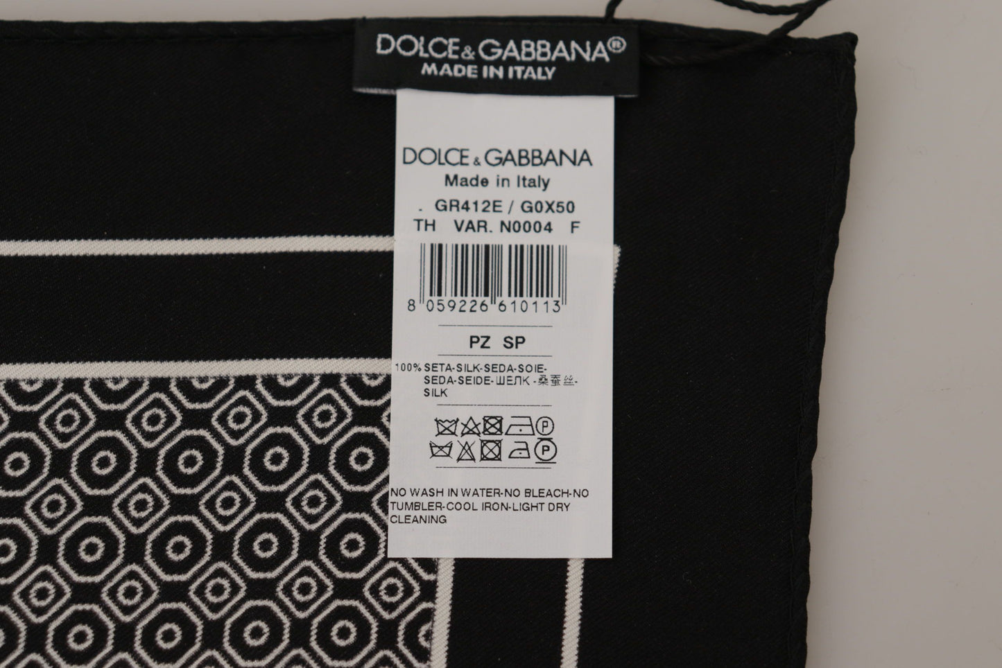 Dolce &amp; gabbana: Foulard géométrique en soie noire pour homme