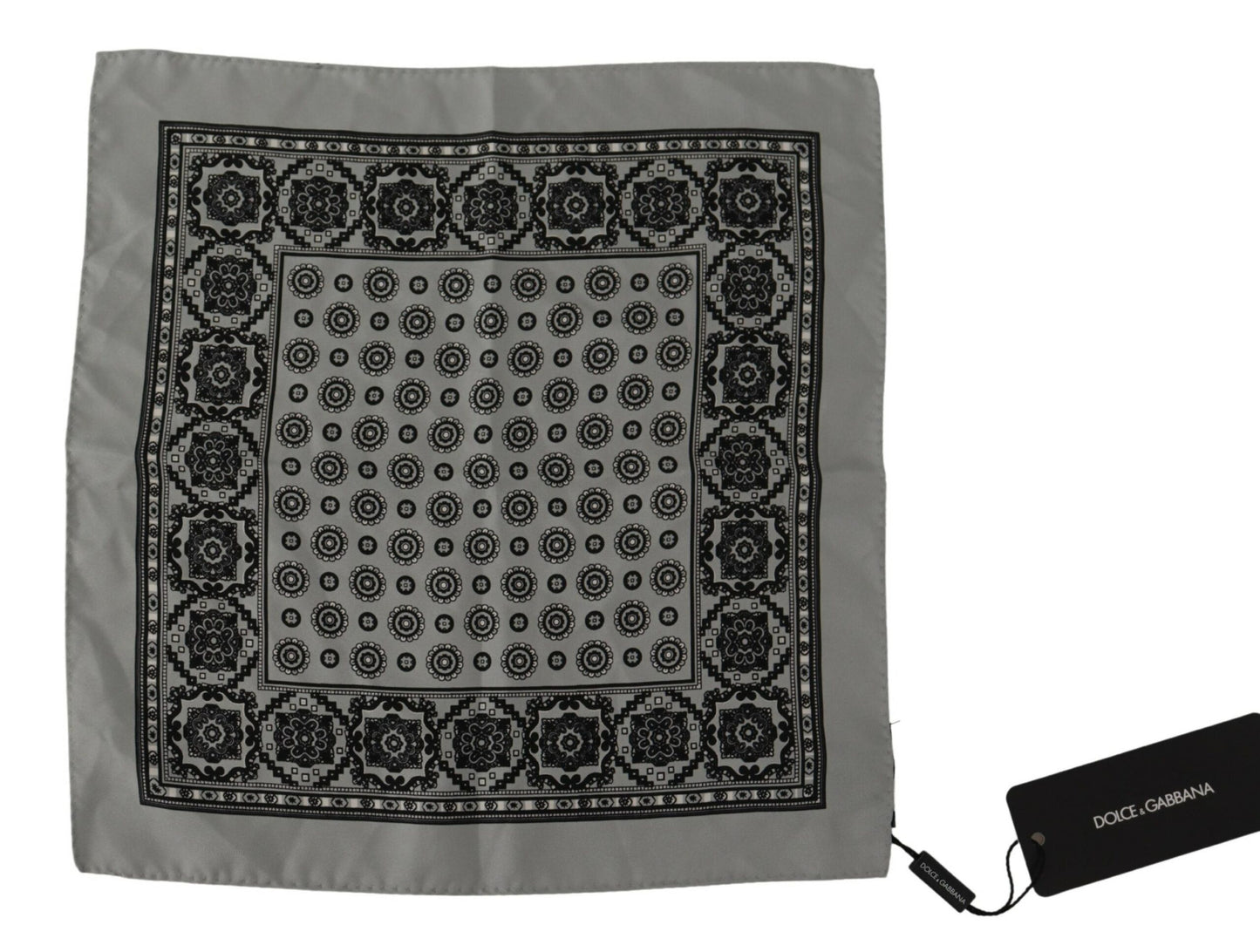 Foulard carré en soie grise Dolce &amp; gabbana pour homme