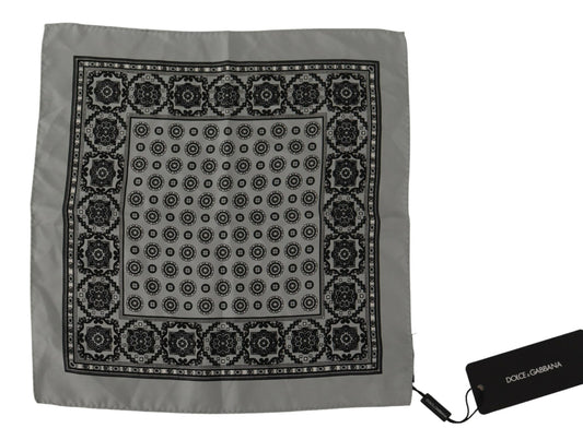 Dolce & Gabbana Elegant Grey Silk Square Scarf for Men