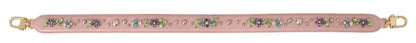 Dolce & gabbana stunning pink crystal studded leather strap