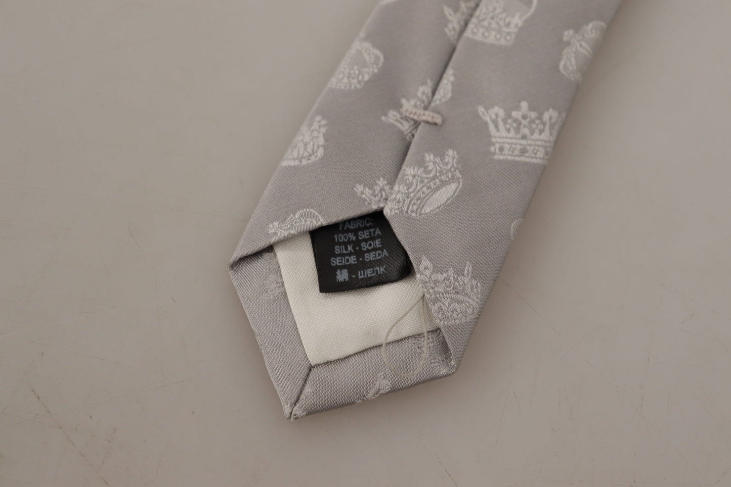 Dolce & Gabbana Elegant Silk Gray Crown Print Bow Tie