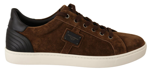 Dolce & gabbana leather casual sneakers in brown