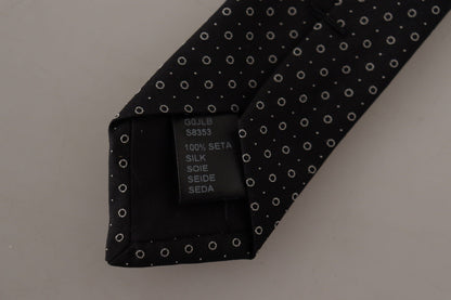 Dolce & Gabbana Elegant Black White Polka Dot Silk Tie