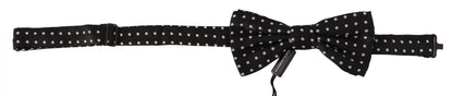 Dolce & Gabbana Elegant Black and White Polka Dot Silk Bow Tie