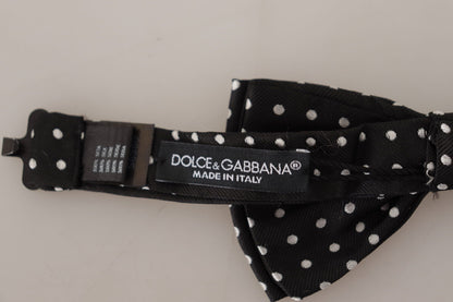 Nœud papillon en soie à pois noirs et blancs Dolce &amp; gabbana