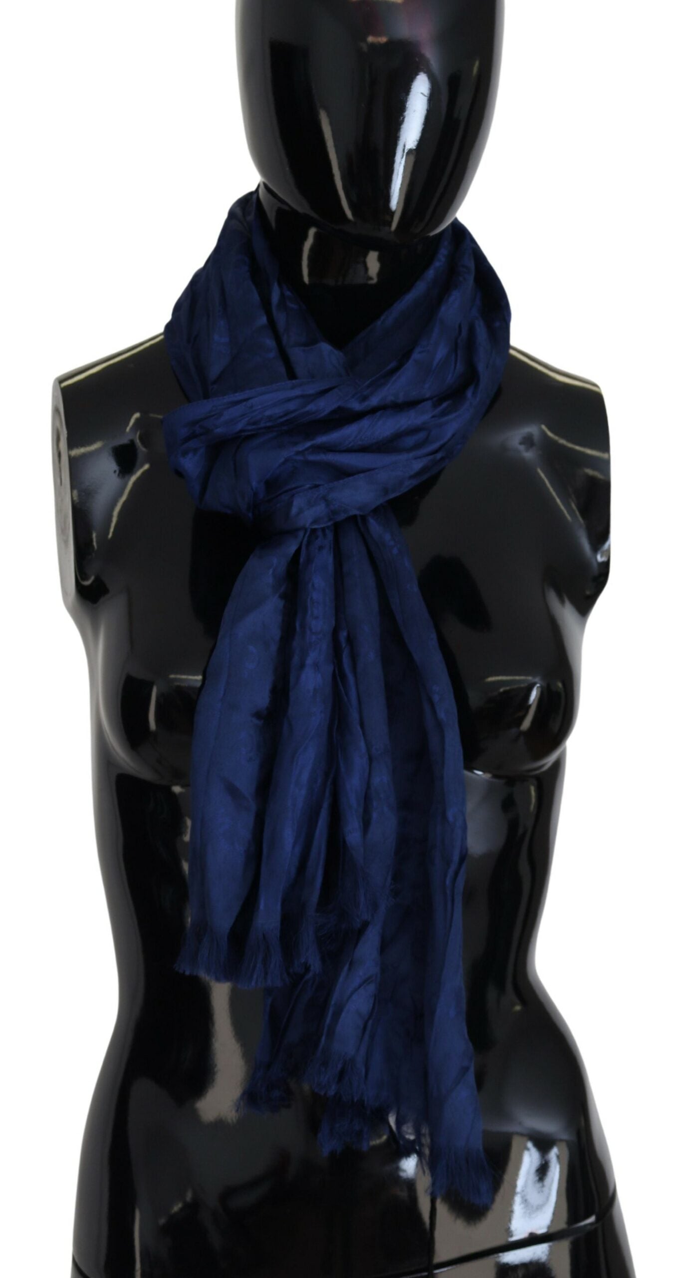 Costume national foulard à franges en soie bleu